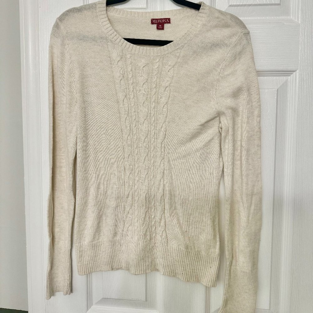 Merona Cream Cable Knit Sweater Size M